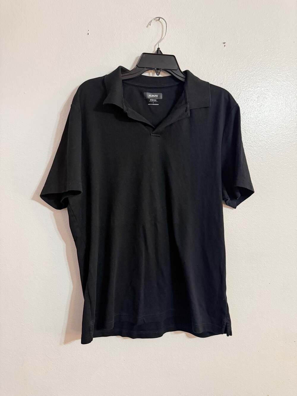 Alfani Men's Short Sleeve Stretch Polo Shirt Black Size L